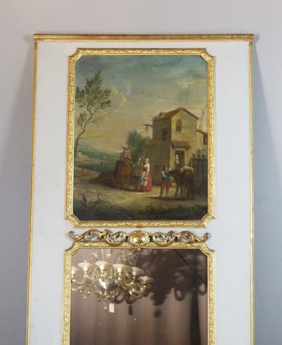 specchio trumeau in legno laccato e dorato
