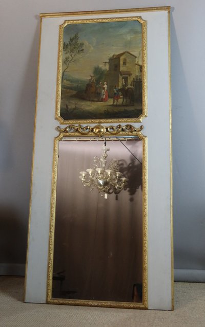 specchio trumeau in legno laccato e dorato