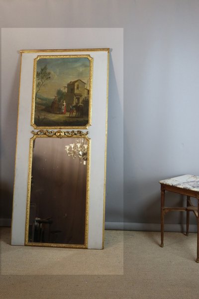 specchio trumeau in legno laccato e dorato
