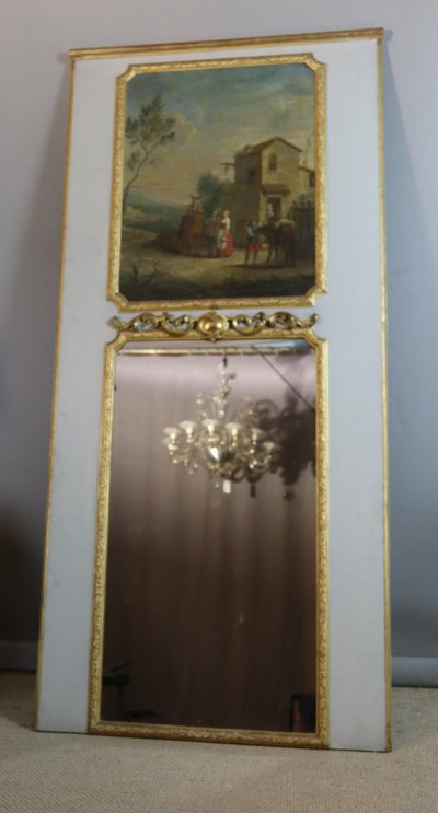 specchio trumeau in legno laccato e dorato