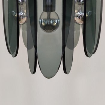 1970 Magnificent Smoked Grey Chandelier by Veca in Murano Glass. Made in Italy