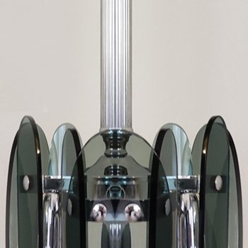 1970 Magnificent Smoked Grey Chandelier by Veca in Murano Glass. Made in Italy