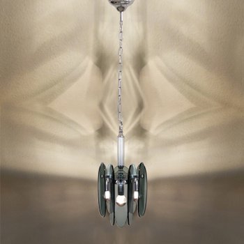 1970 Magnificent Smoked Grey Chandelier by Veca in Murano Glass. Made in Italy