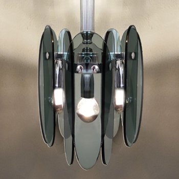 1970 Magnificent Smoked Grey Chandelier by Veca in Murano Glass. Made in Italy