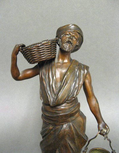 Orientalist Bronze Sculpture The Water Carrier with Basket.