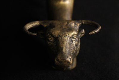 Zoomorpher patinierter Brunnenhahn oder Ausguss aus Bronze, 20. Jahrhundert