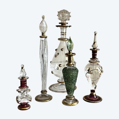5 flacons à parfum époque Napoléon III