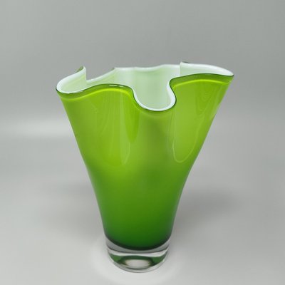 Erstaunliche grüne Vase „Fazzoletto“ aus den 1960er Jahren von Ca' Dei Vetrai aus Muranoglas. Hergestellt in Italien