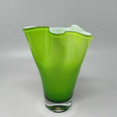 Erstaunliche grüne Vase „Fazzoletto“ aus den 1960er Jahren von Ca' Dei Vetrai aus Muranoglas. Hergestellt in Italien