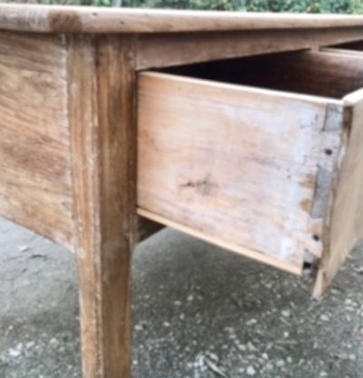 Table console deux tiroirs en chêne massif brut XVIIIEME 