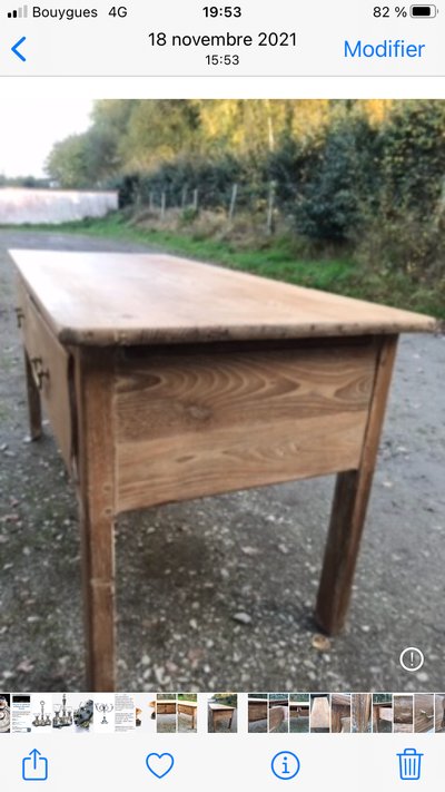 Table console deux tiroirs en chêne massif brut XVIIIEME 
