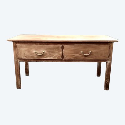 Table console deux tiroirs en chêne massif brut XVIIIEME 