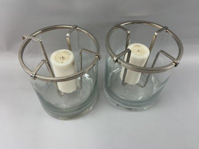 Paar Champagnerkühler aus Glas und versilbertem Metall