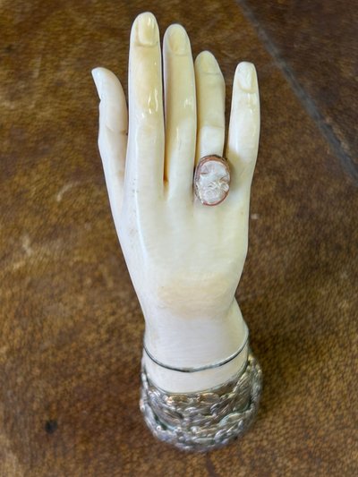 Sculpture cachet - main - métal argenté fin XIXéme 