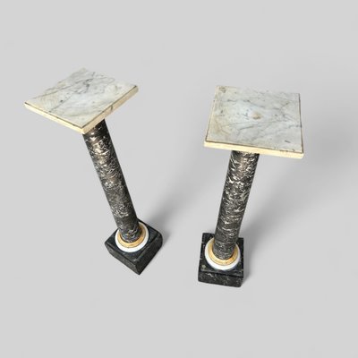 Säulenpaar - Ständer - Marmorscheiden, 19. Jahrhundert H 106 cm, Standsäule