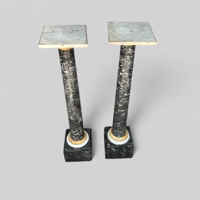 Säulenpaar - Ständer - Marmorscheiden, 19. Jahrhundert H 106 cm, Standsäule