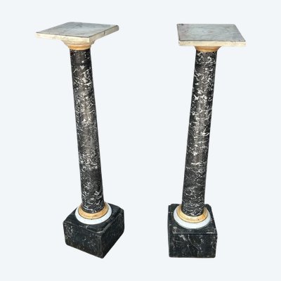 Säulenpaar - Ständer - Marmorscheiden, 19. Jahrhundert H 106 cm, Standsäule