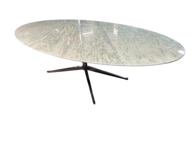 Großer ovaler Esstisch Florence Knoll Marmorplatte L 244 cm