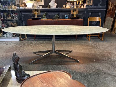 Großer ovaler Esstisch Florence Knoll Marmorplatte L 244 cm