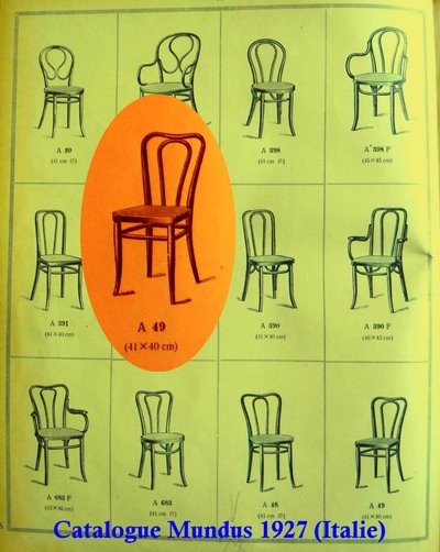 4 Thonet Mundus N°A 48 Bistrostühle aus Rohrgeflecht, 1930