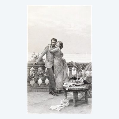 Großer romantischer Kupferstich nach Tofano XIX