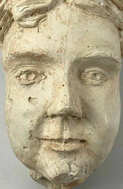 Woman's face in 1930 plaster with beautiful artist's workshop patina as is