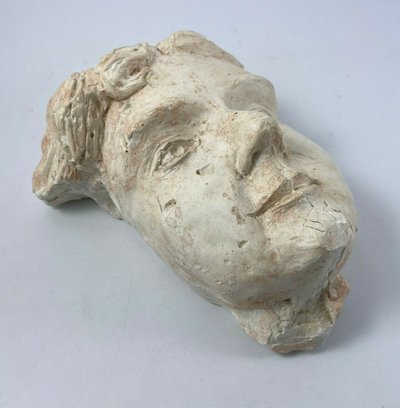 Woman's face in 1930 plaster with beautiful artist's workshop patina as is
