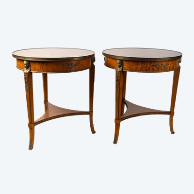 Coppia di tavolini con piedistallo in stile Impero, circa 1900