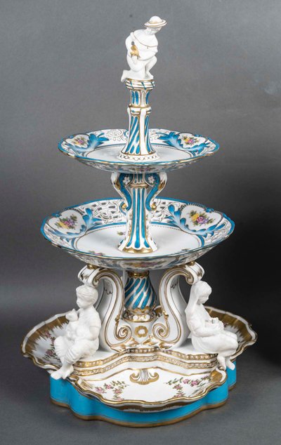 An important pair of porcelain and biscuit centerpieces, late 19th century