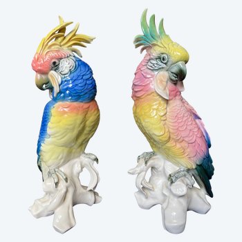 Karl Ens porcelain parrot couple