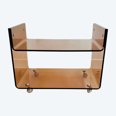 Altuglas coffee table on casters by Michel Dumas, France, 1970s