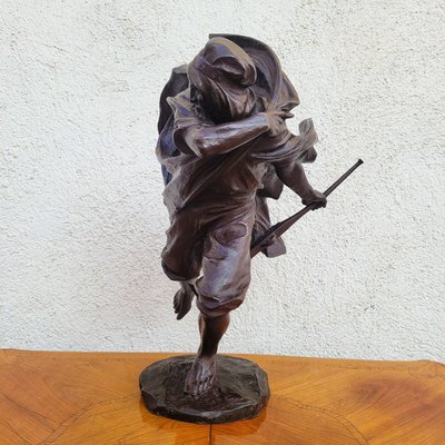 A Miniati, Arab warrior, signed orientalist bronze, early 20th century