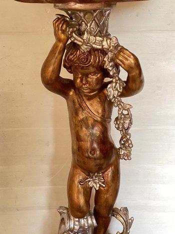 19th century gilded wood stoup
