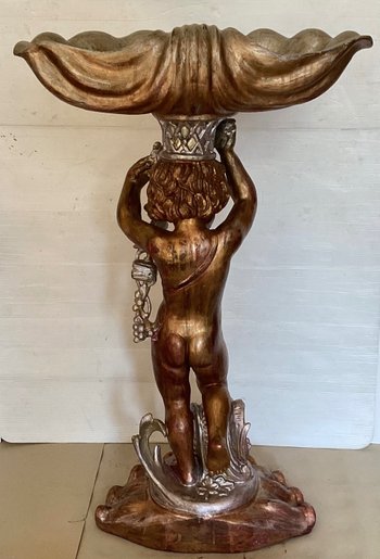 19th century gilded wood stoup