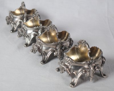 Suite de quatre de salières en argent massif et vermeil Boin-Taburet fin XIXe