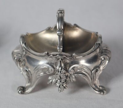 Paire de salières en argent massif fin XIXe