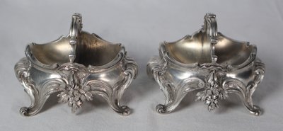 Paire de salières en argent massif fin XIXe