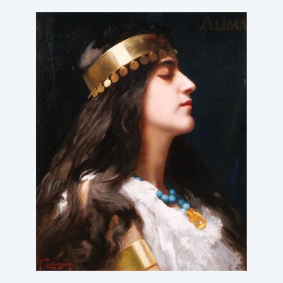 Frédéric Tschaggeny 1851-1821 Portrait of an Oriental Woman, painting, 1903 Alima orientalism