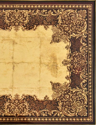Tavolino in ottone dorato con piano in vetro specchiato smaltato in foglia d'oro Maison Bagues