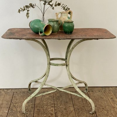 Guéridon console en fer forgé riveté XIX