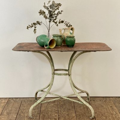 Guéridon console en fer forgé riveté XIX