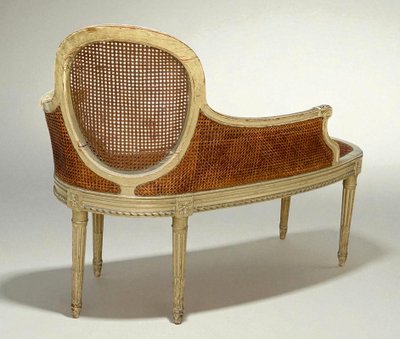 1900S LOUIS XVI STYLE CANED BENCH IN PATINATED WOOD