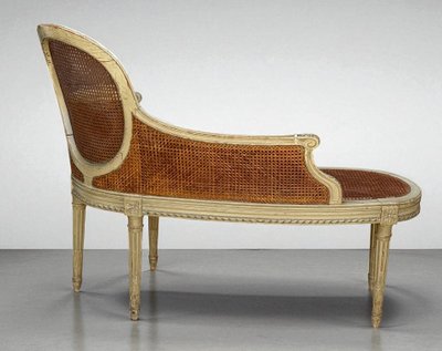 1900S LOUIS XVI STYLE CANED BENCH IN PATINATED WOOD