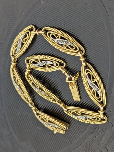 Bracciale antico in oro 18 ct con diamanti