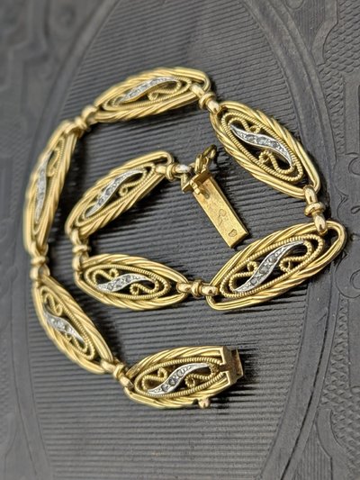 Bracciale antico in oro 18 ct con diamanti