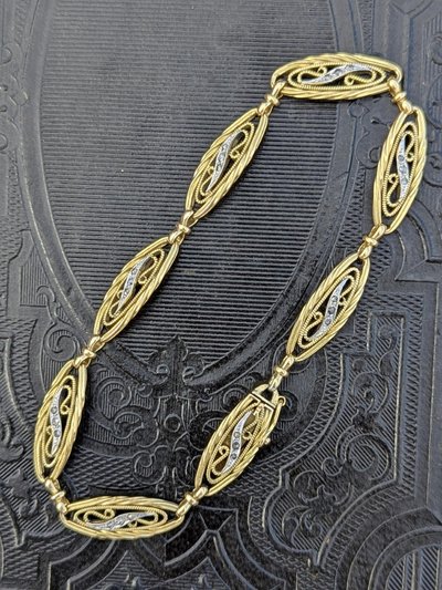 Bracciale antico in oro 18 ct con diamanti