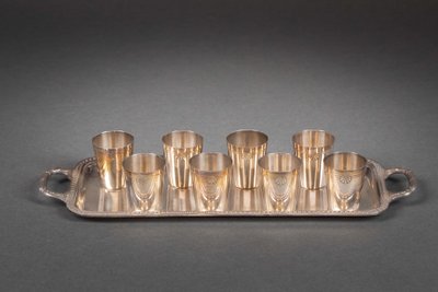 A silver-plated liqueur service, late 19th century