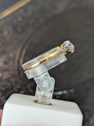 Anello di fidanzamento antico in oro 18k, anello di nozze con diamante, anello solitario francese