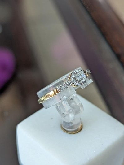 Anello di fidanzamento antico in oro 18k, anello di nozze con diamante, anello solitario francese