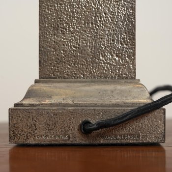 Nickel-Plated Bronze Table Lamp from Maison Charles